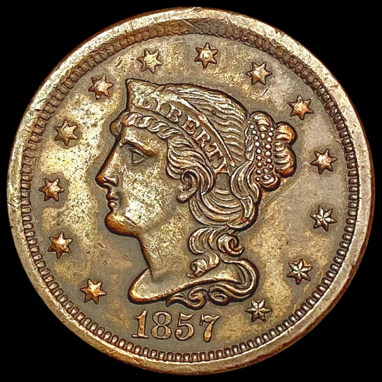 1857 Sm Date Braided Hair Large Cent CLOSELY UNCIR