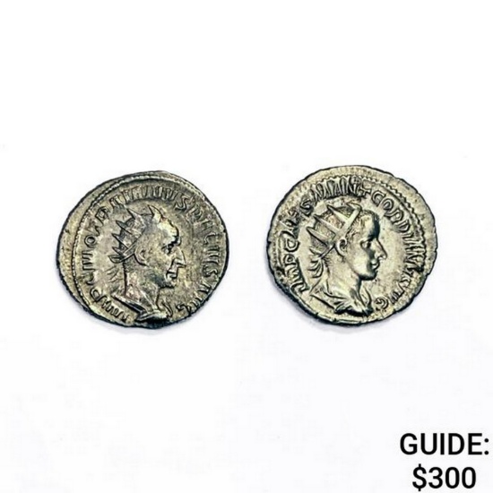 238-244 AD Gordianus and Antoninianus Denarius Sil