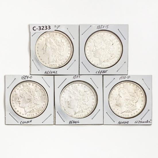 1879-1900 Varied Date Morgan Silver Dollars [5 Coi