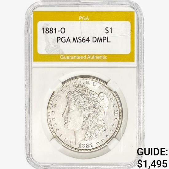 1881-O Morgan Silver Dollar PGA MS64 DMPL