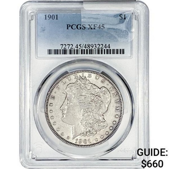1901 Morgan Silver Dollar PCGS XF45