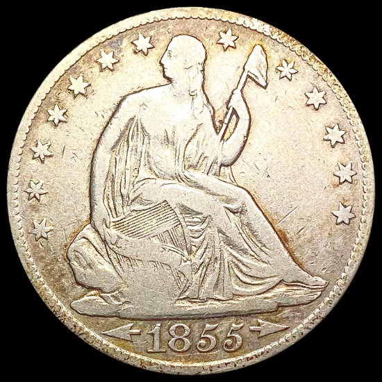 1855-O Arws Seated Liberty Half Dollar LIGHTLY CIR