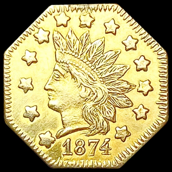 1874 Octagonal California Gold Dollar CLOSELY UNCI