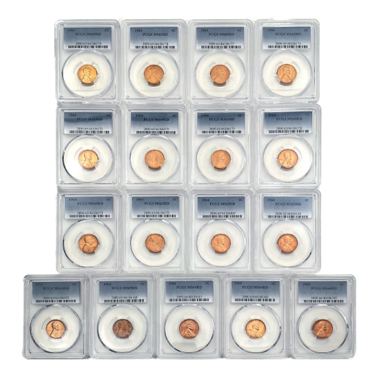 1964 Lincoln Cents Set [17 Coins] PCGS MS64-66 RED