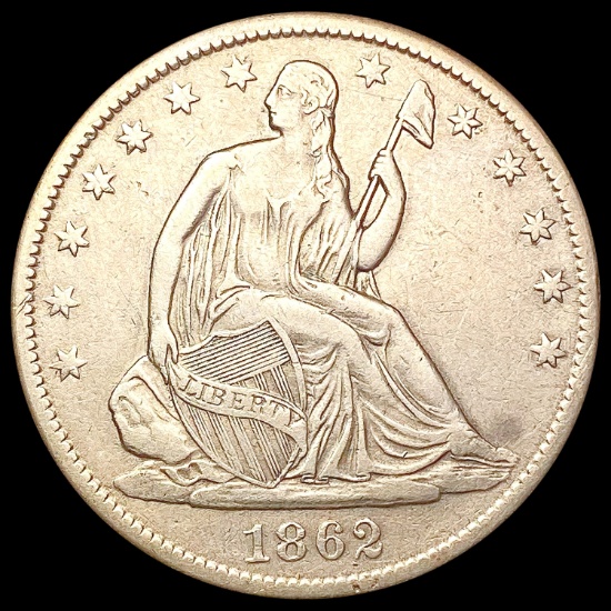 1862-S Lg S Seated Liberty Half Dollar NEARLY UNCI