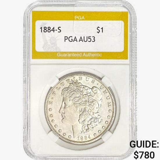 1884-S Morgan Silver Dollar PGA AU53