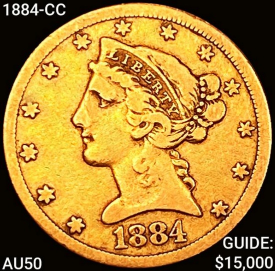 1884-CC $5 Gold Half Eagle CLOSELY UNCIRCULATED