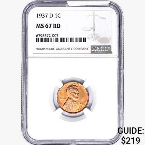 1937-D Wheat Cent NGC MS67 RD
