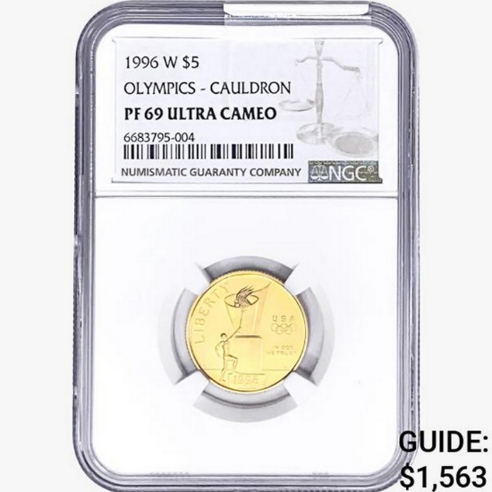 1996-W .2419oz. Gold $5 Olympics Cauldron NGC PF69