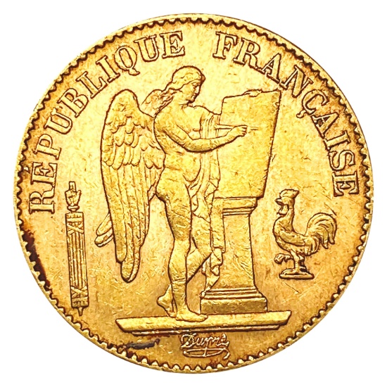 1896 France .1867oz Gold 20 Francs NEARLY UNCIRCUL