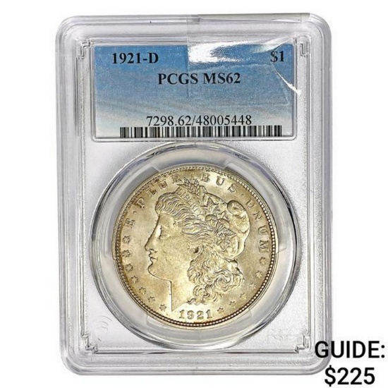 1921-D Morgan Silver Dollar PCGS MS62