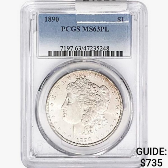 1890 Morgan Silver Dollar PCGS MS63 PL