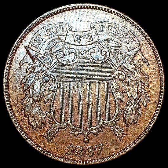 1867 Two Cent Piece CHOICE AU