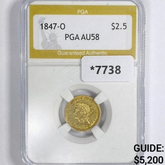 1847-O $2.50 Gold Quarter Eagle PGA AU58