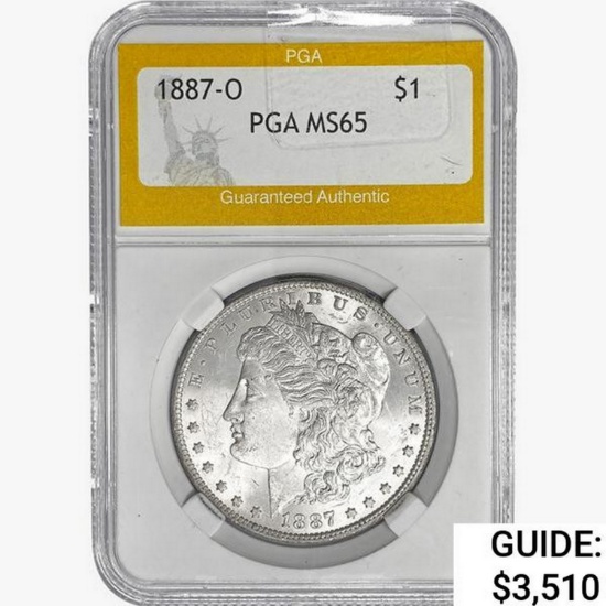 1887-O Morgan Silver Dollar PGA MS65