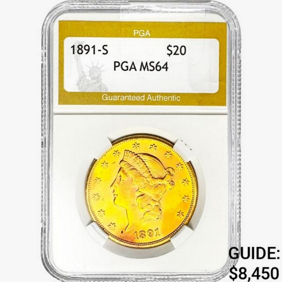 1891-S $20 Gold Double Eagle PGA MS64