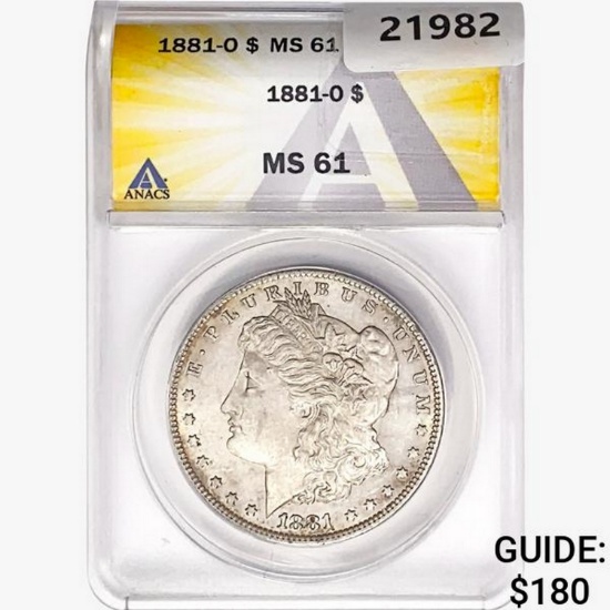 1881-O Morgan Silver Dollar ANACS MS61