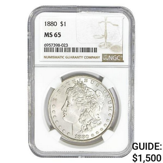 1880 Morgan Silver Dollar NGC MS65