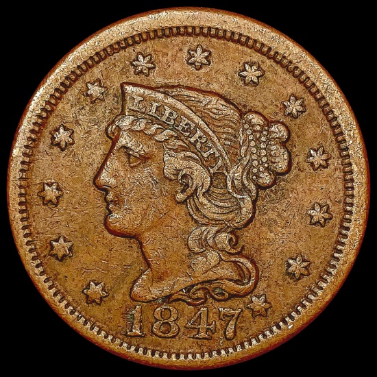 1847 Large Cent NEARLY UNCIRCULATED