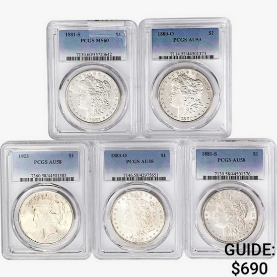 1880-1923 [5] Morgan Silver Dollar PCGS MS/AU