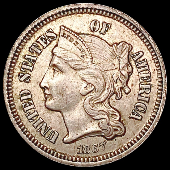 1867 Silver Three Cent CLOSELY UNCIRCULATED