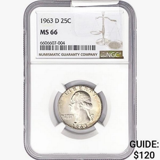 1963-D Washington Silver Quarter NGC MS66