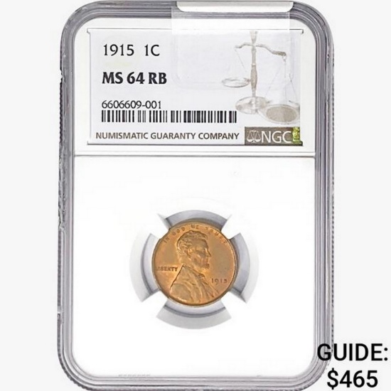 1915 Wheat Cent NGC MS64 RB