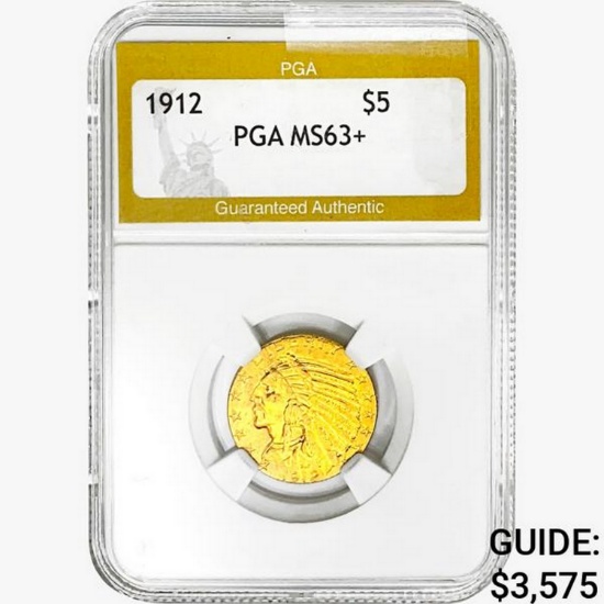 1912 $5 Gold Half Eagle PGA MS63+