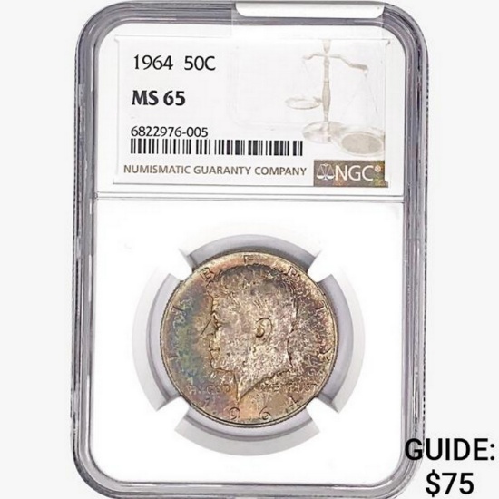 1964 Kennedy Half Dollar NGC MS65