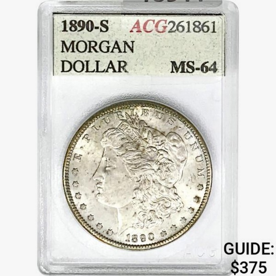 1890-S Morgan Silver Dollar ACG MS64