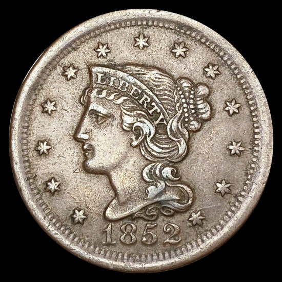 1852 Braided Hair Large Cent LIGHTLY CIRCULATED