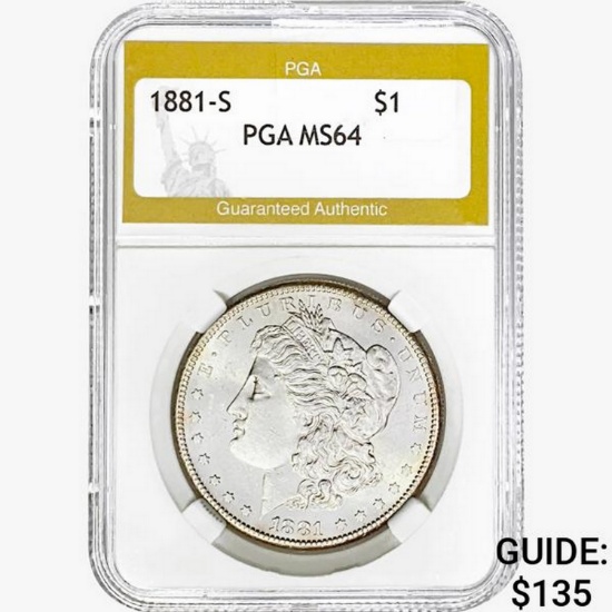 1881-S Morgan Silver Dollar PGA MS64