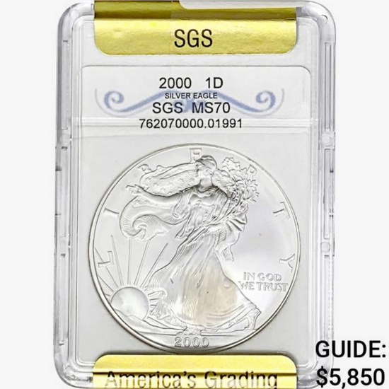 2000 Silver Eagle SGS MS70
