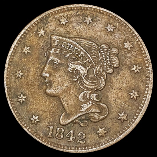 1842 Braided Hair Large Cent CLOSELY UNCIRCULATED