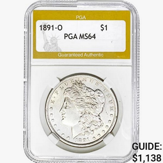 1891-O Morgan Silver Dollar PGA MS64