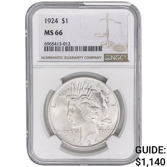 1924 Silver Peace Dollar NGC MS66
