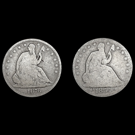 [2] Seated Lib Half Dollars [1854, 1876] NICELY CI