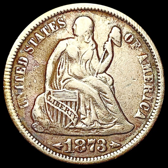1873 Arws Seated Liberty Dime LIGHTLY CIRCULATED