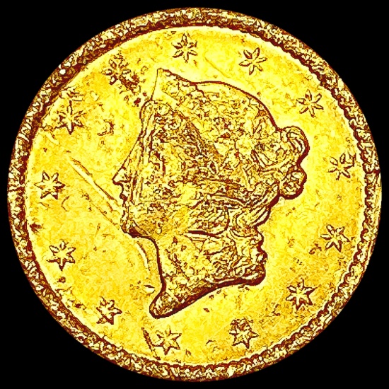 1849 Open Wreath w/ L Rare Gold Dollar NEARLY UNCI