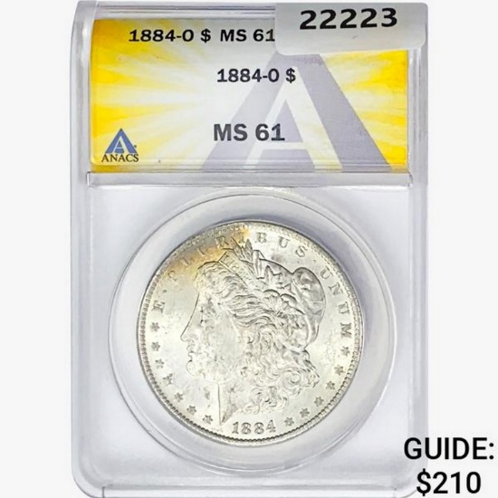 1884-O Morgan Silver Dollar ANACS MS61