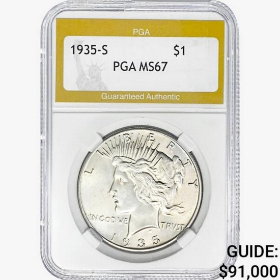 1935-S Silver Peace Dollar PGA MS67