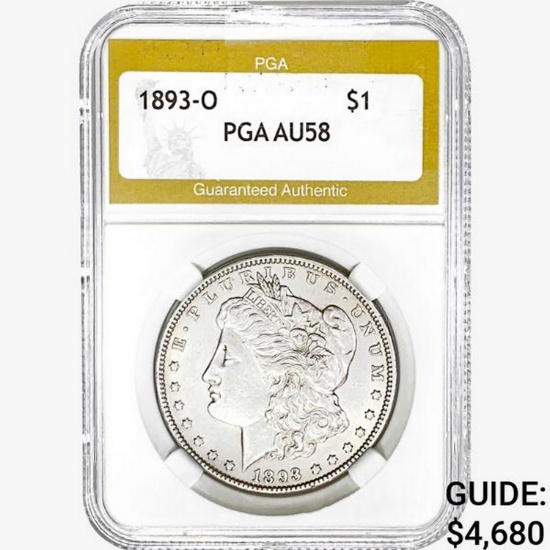 1893-O Morgan Silver Dollar PGA AU58