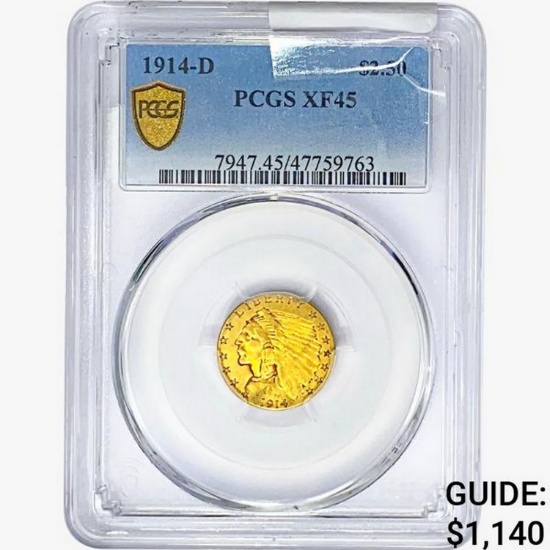 1914-D $2.50 Gold Quarter Eagle PCGS XF45
