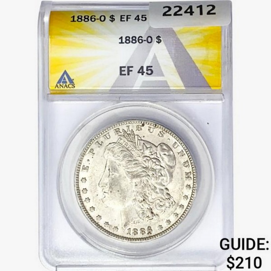 1886-O Morgan Silver Dollar ANACS EF45