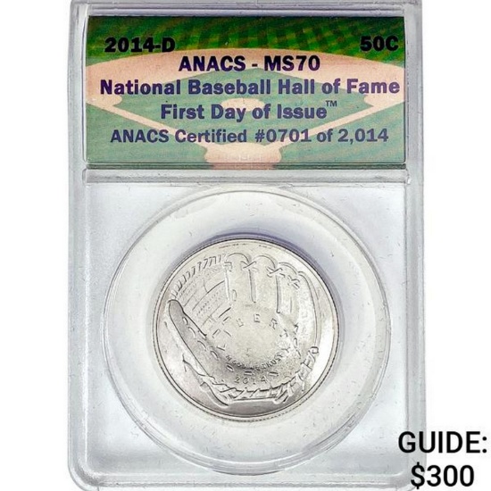 2014-D Baseball HOF 1st Day of Issue 50C Piece ANA
