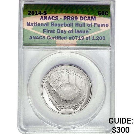 2014-S Baseball HOF 1st Day of Issue 50C Piece ANA
