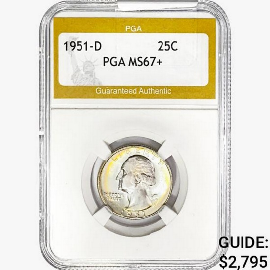 1951-D Washington Silver Quarter PGA MS67+