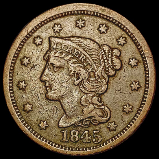 1845 Braided Hair Cent NEARLY UNCIRCULATED