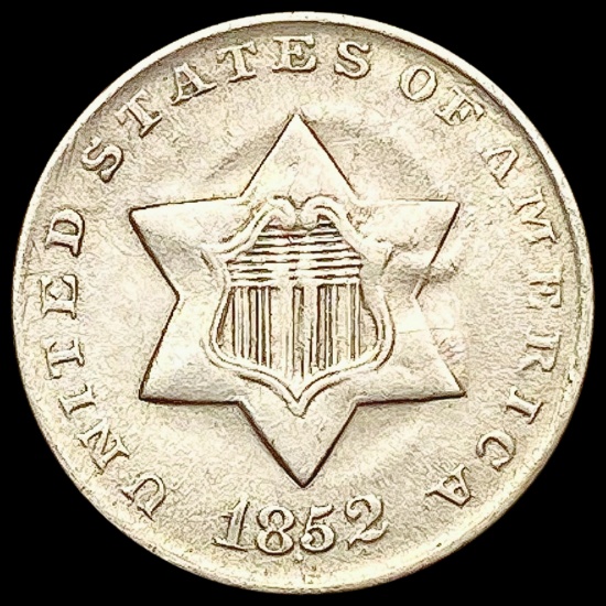 1852 Silver Three Cent CHOICE AU