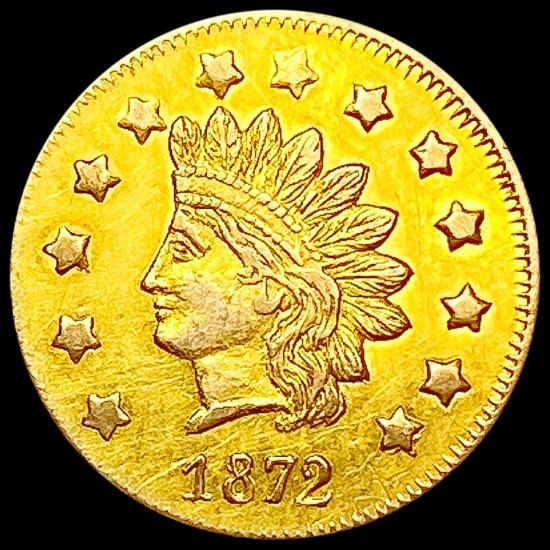 1872 BG-1207 Round California Gold Dollar CLOSELY